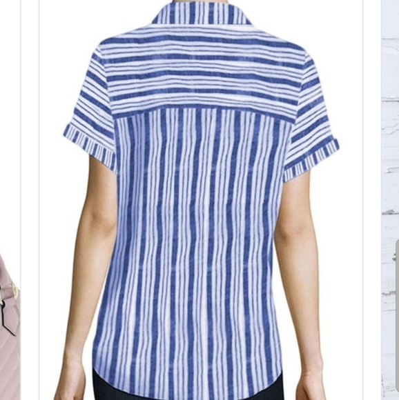 **1 LEFT!!***Blue & White Stripe button Up shirt - Picture 2 of 5